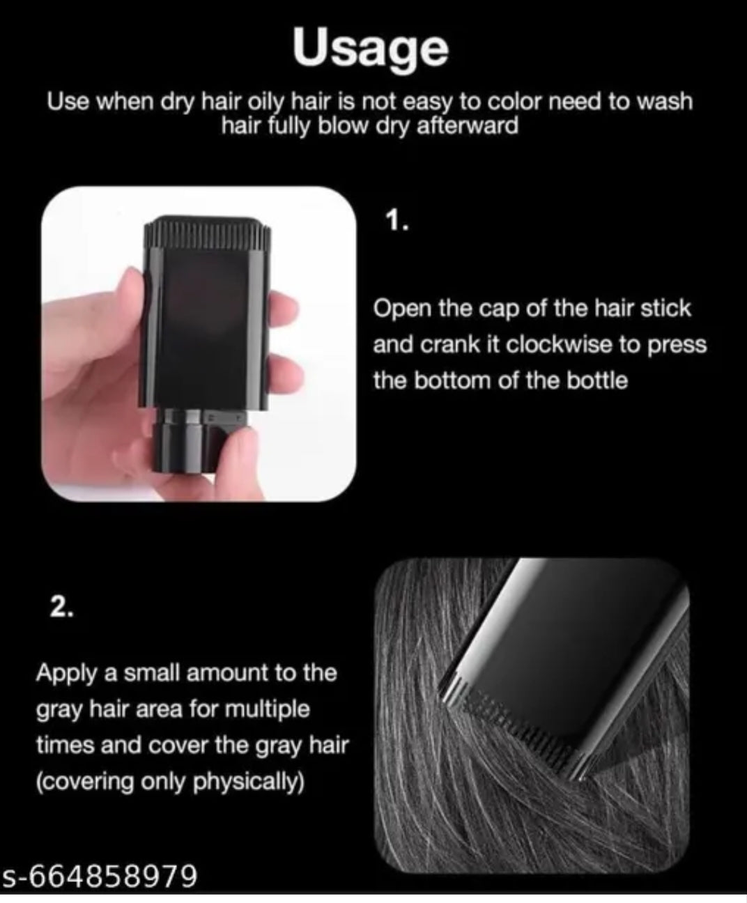 1Pc Hair Color Stick for White Hair Coverage | Natural Black Hairdressing Wand | Waterproof and Sweat-Proof Hair Dye Comb for Gray Hair Coverage (20 Gram)
